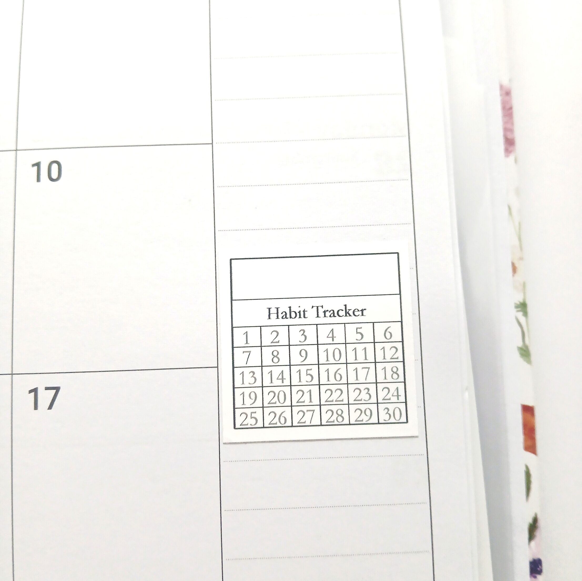 Habit tracker sticker in planner page