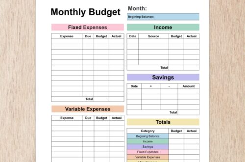 free budget printable